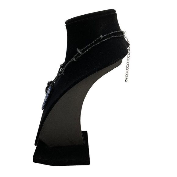 Sodalite Necklace Blue White Natural Stone Donut Pendant Black Beaded Chain - Picture 4 of 10